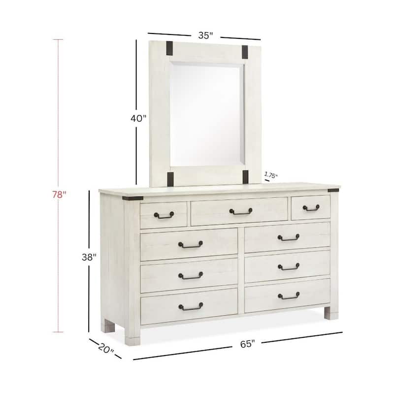 Magnussen Home Chesters Mill Alabaster Drawer Dresser with Portrait Mirror