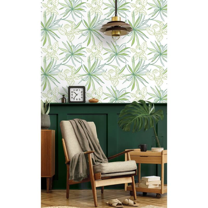 NextWall Spider Plants Peel and Stick Removable Wallpaper