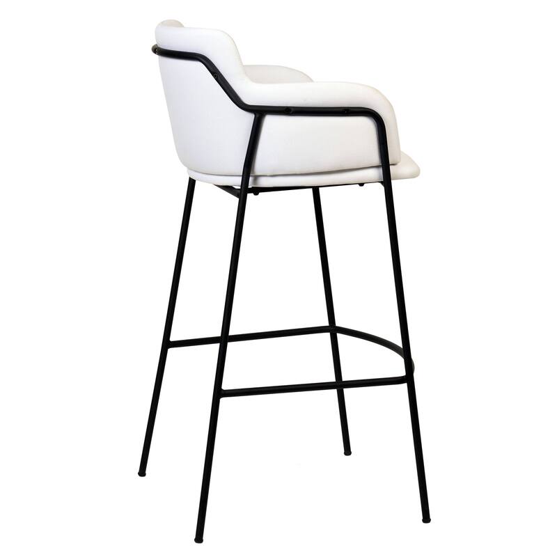 LeisureMod 40" Velvet Upholstered Bar Stool - Counter Height Bar Stool with Stainless-Steel Frame and Footrest for Home Bar