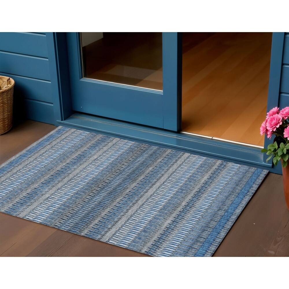 HomeRoots Striped Transitional Rectangle Outdoor Rug