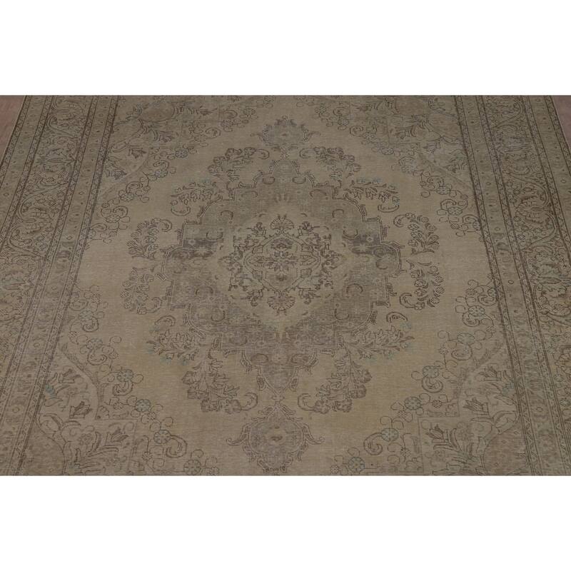 Tabriz Persian Vintage Area Rug Handmade Oriental Wool Carpet - 9'8" x 12'8"