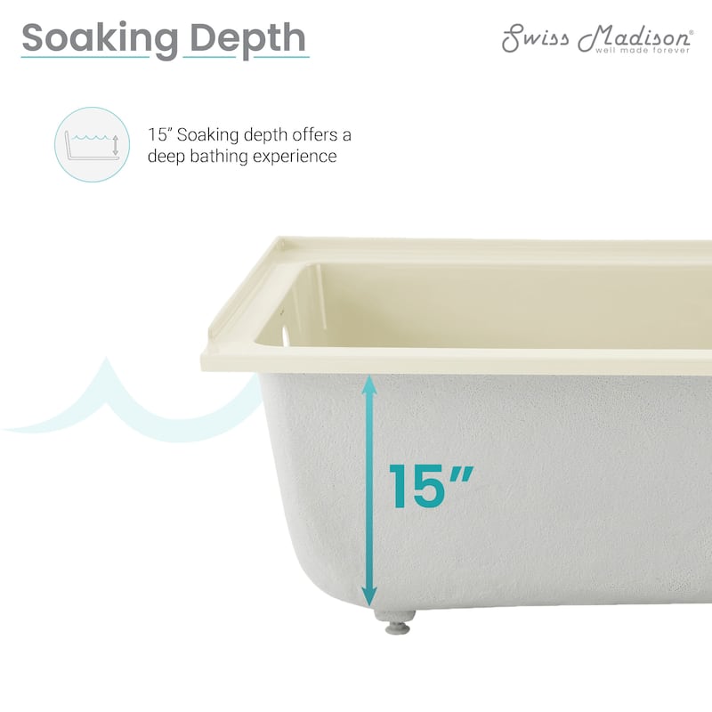 Lausanne 48" X 32" Left-Hand Drain Alcove Bathtub In Bisque - 32x48 Left