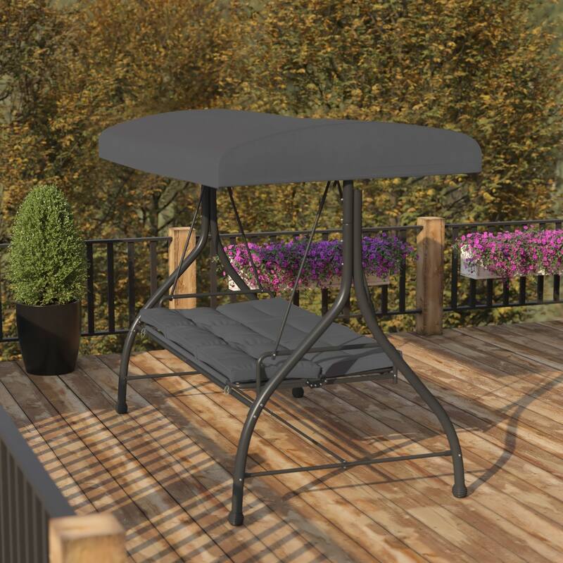 3-Seat Outdoor Steel Converting Patio Swing and Bed Canopy Hammock