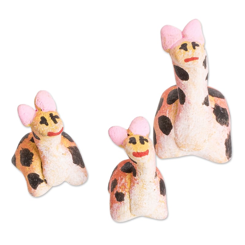 Novica Handmade Giraffe Reunion Ceramic Figurines (Set Of 3)