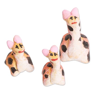 Novica Handmade Giraffe Reunion Ceramic Figurines (Set Of 3)