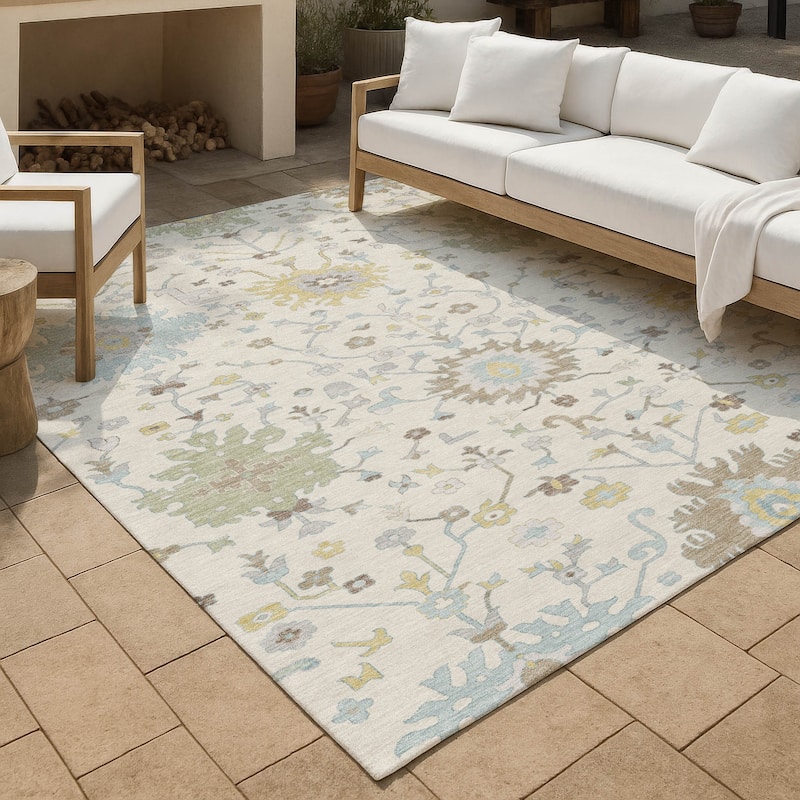 Machine Washable Indoor/ Outdoor Global Dillon Chantille Rug - Ivory - 9' x 12'