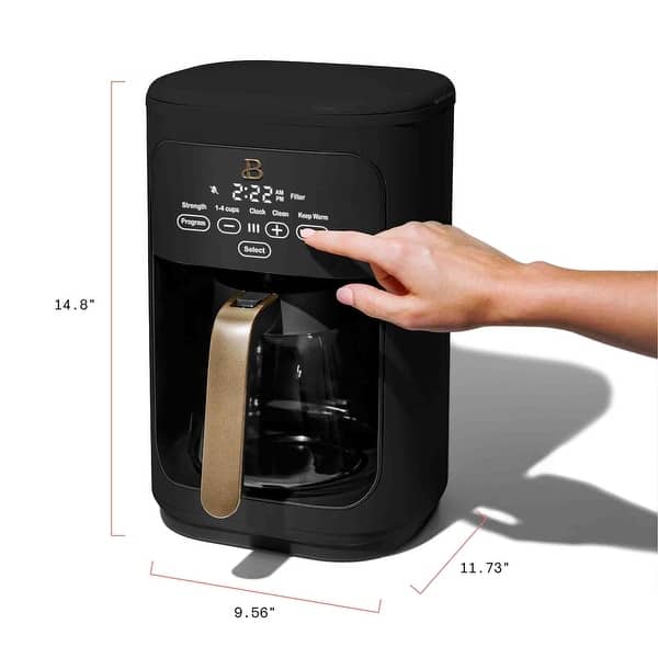 dimension image slide 1 of 6, 14 Cup Programmable Touchscreen Coffee Maker