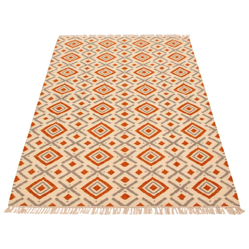 Ankara FW Cream Kilim 5'3" x 8'4" - 5'3 x 8'4