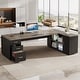 preview thumbnail 32 of 42, 85.8" L-Shaped Executive Desk, Extra Large Office Desk with Drawers