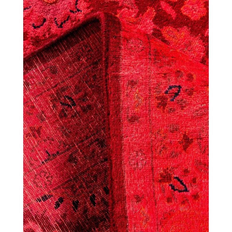 Overton Hand Knotted Wool Vintage Inspired Modern Contemporary Overdyed Red Area Rug - 3' 1" x 5' 4"