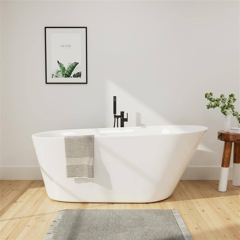 Freestanding Slipper Soaking Acrylic Bathtub with Chrome Drain and Pearl-Shape Overflow