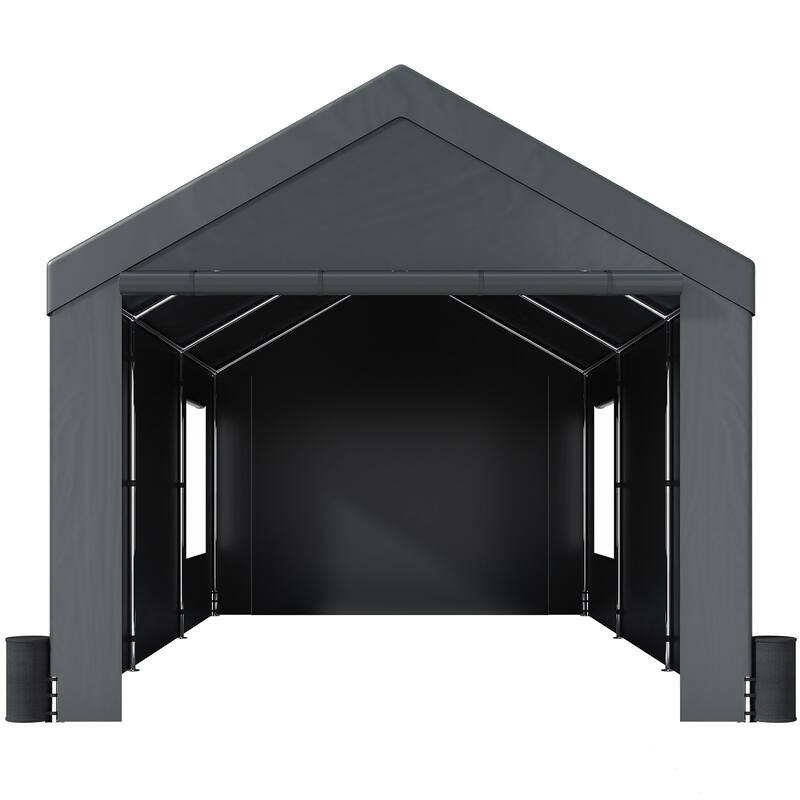 Heavy Duty 12x20ft Carport Canopy Outdoor Garage Shelter with Sides - 144 x 240 x 116.4 Inch