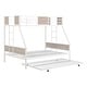 preview thumbnail 4 of 10, Brown+White Twin over Full Metal Bunk Bed with Trundle 2 - Side Ladder, Full-Length Guardrail and Large Under Bed Storage