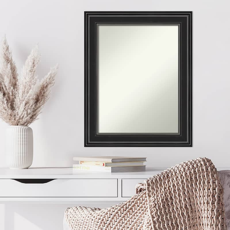 Non-Beveled Wall Mirror - Ridge Black Frame