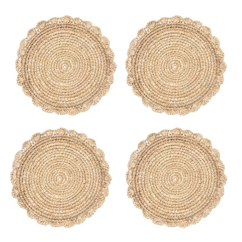 Caravan Blossom Natural Round Placemats - Set of 4 - Set of 4 - Natural