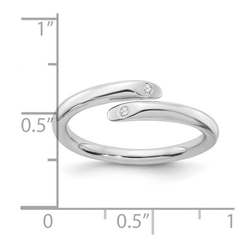 Curata 925 Sterling Silver Polished White Ice .02ct. Diamond Ring
