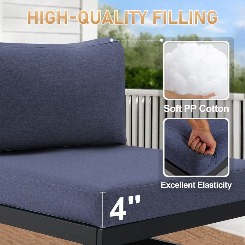 FINCATI 9 Piece Extra-large Outdoor Furniture Aluminum Patio Set with Propane/Natural Gas Firepit Table