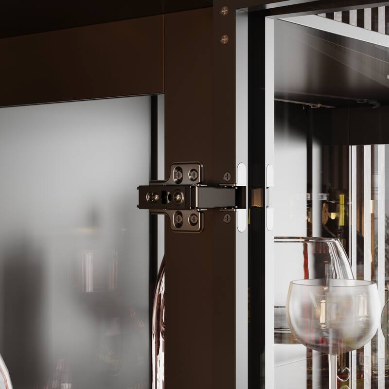 LED Glass Display Cabinet with Aluminum Alloy Frame Glass Door Showcase Wine Storage Cabinet