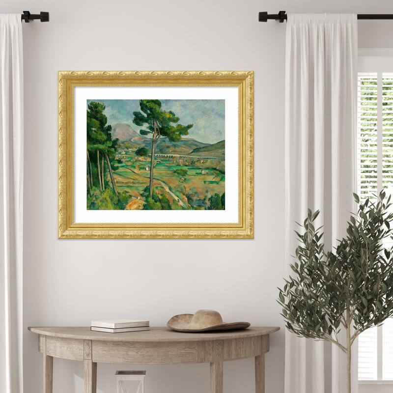 Mont Sainte Victoire by Paul Cezanne Wood Framed Wall Art Print - Versailles Gold