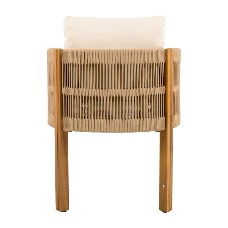 Acacia Wood Outdoor Dining Chairs 2-Pack With Rope Handles,Washable Waterproof Cushions,400 Lbs Capacity