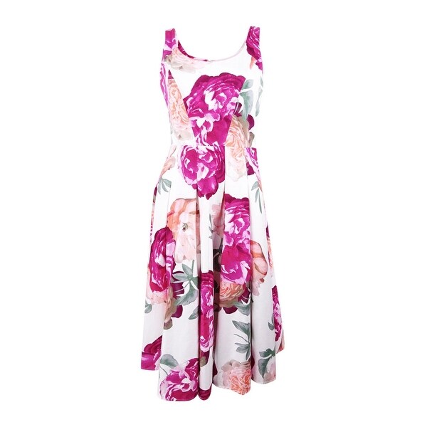 calvin klein floral print fit and flare dress