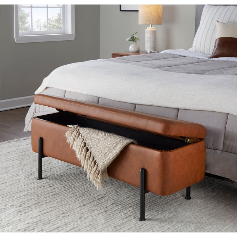 Silver Orchid Galotti Storage Bench with Flip-Top Lid