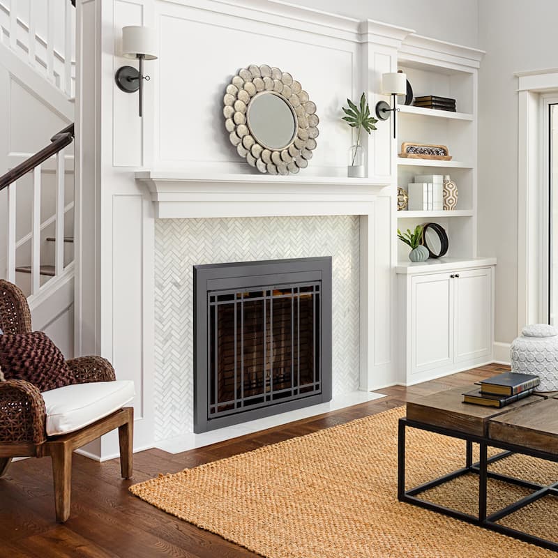 Pleasant Hearth Ellis Fireplace Glass Door Gunmetal