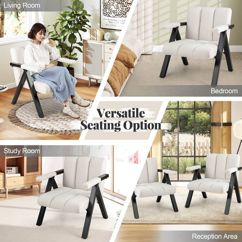 Costway 1/2 PCS Oversized Accent Chair with Metal Frame & Armrests - See Details