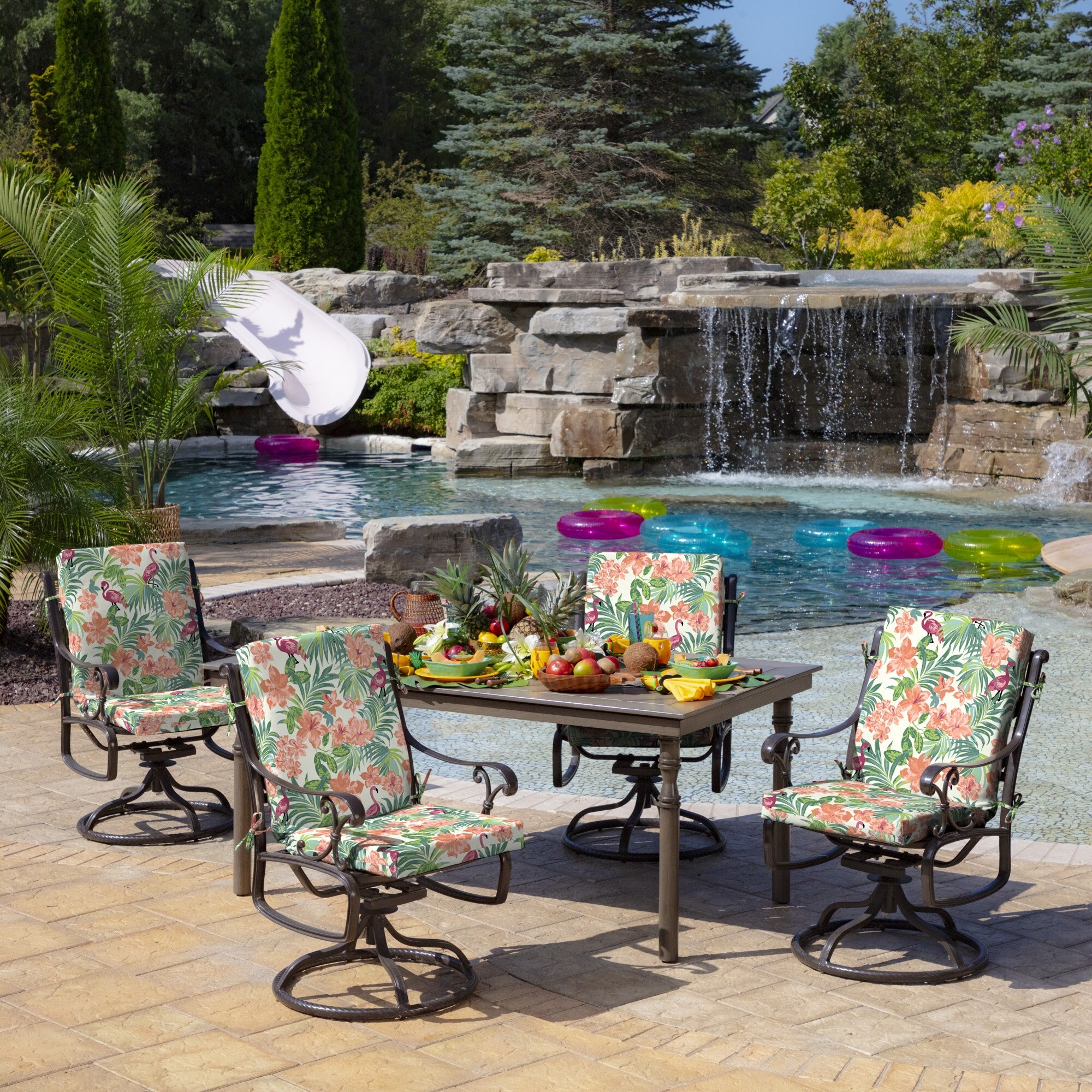 Arden Selections Luau Flamingo Tropical Outdoor Chair Cushion 44