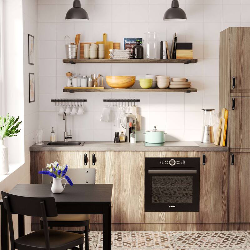 Wallniture Forte Wood Board 60" Long, 11.25'' Deep, 1.5" Thick, Wood Floating Shelf for Wall with Heavy Duty Metal Brackets, 1pc