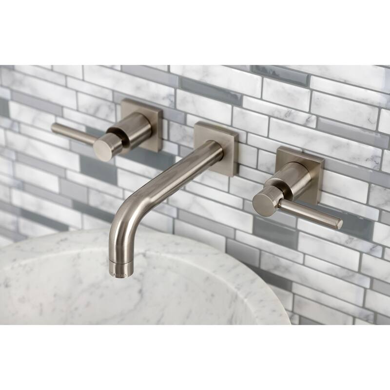 Kingston Brass Concord Two-Handle 3-Hole Wall Mount Bathroom Faucet - Brushed Nickel