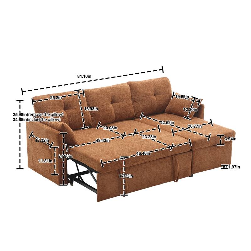 Modular Sectional Sofa L Shaped Modular Couch with Reversible Chaise