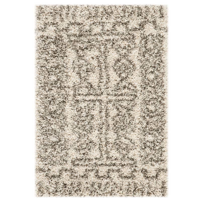 SAFAVIEH Hudson Shag Normanna 2-inch Thick Rug - 2' x 3' - Ivory/Grey