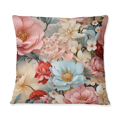 Designart "Pastel Garden Floral Happiness I" Floral Printed Throw Pillow