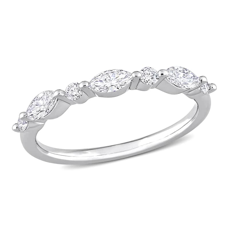 1/2ct TDW Lab-Grown Diamond Semi-Eternity Ring in Platinum Silver