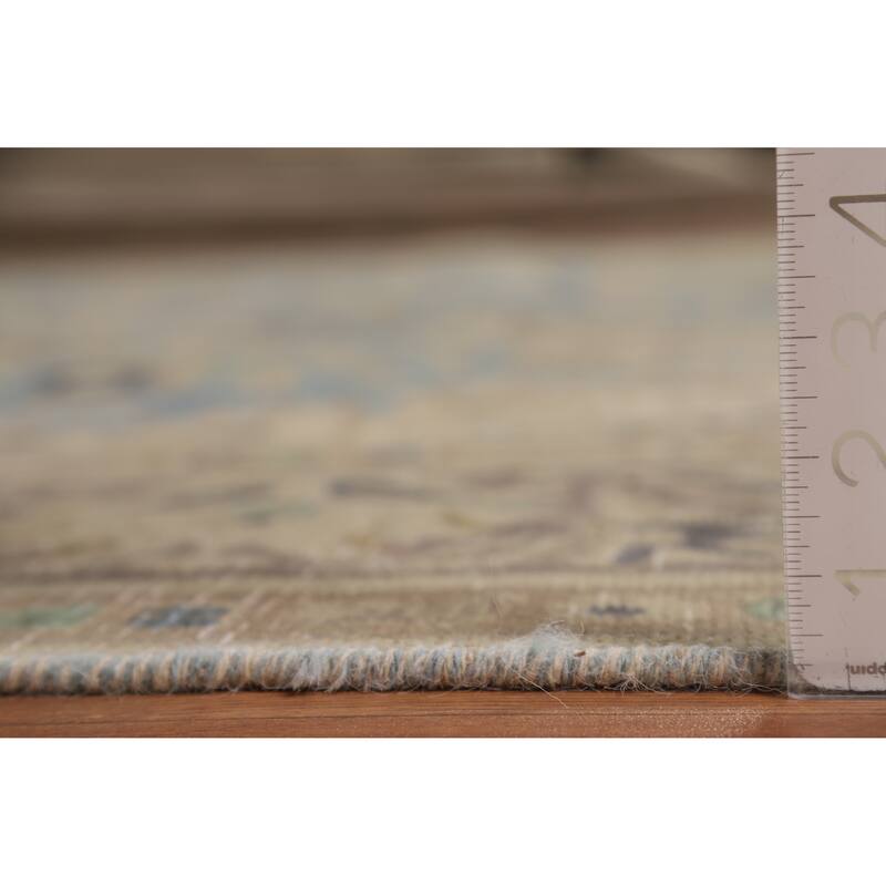 Floral Tabriz Persian Area Rug Hand-Knotted Blue Wool Carpet - 9'10"x 12'10"