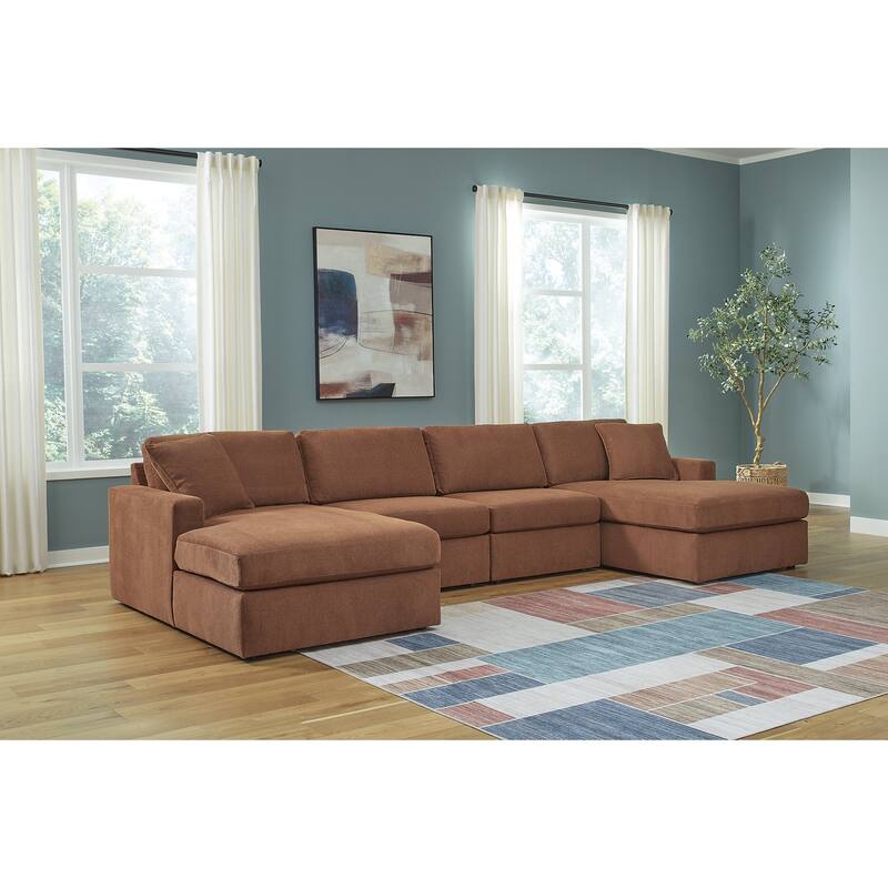 Signature Design by Ashley Modmax 4-Piece Double Chaise Sectional - 142"W x 68"D x 36"H - Orange