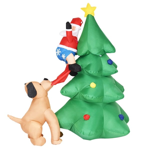 Shop Costway 6 Ft Airblown Inflatable Christmas Tree Santa Decor