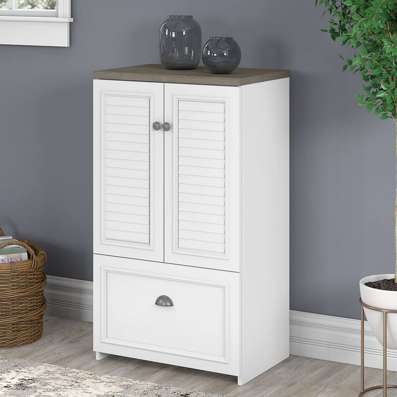 41.7-inch Cabinet with Drawer - 23.74"L x 16.06"W x 41.69"H - 23.74"L x 16.06"W x 41.69"H - Shiplap Gray/Pure White