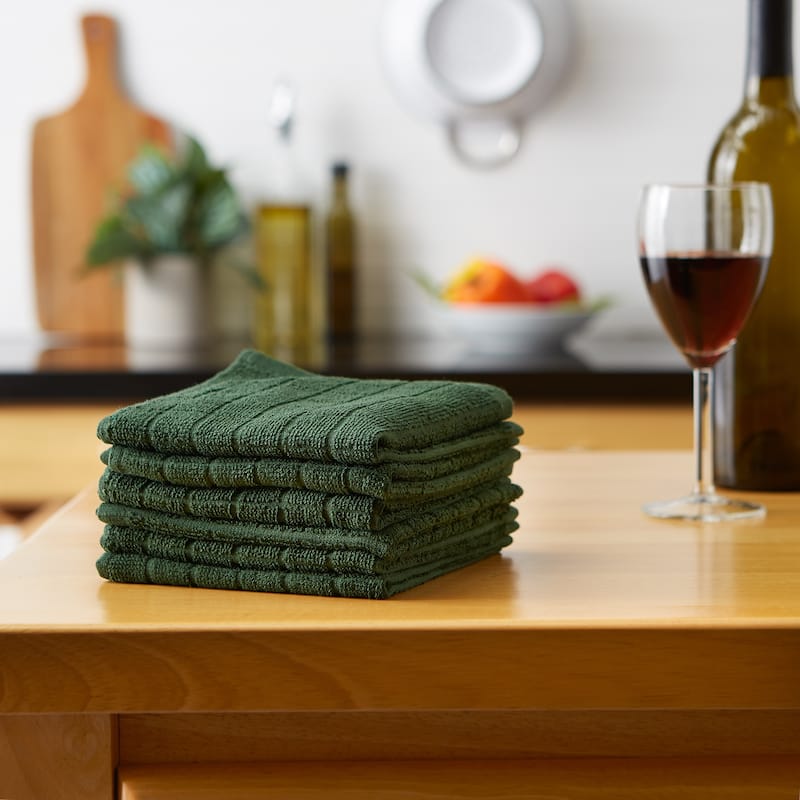DII Solid Windowpane Terry Dishcloth Set of 6