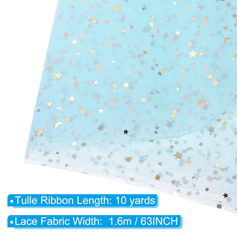 Tulle Fabric, 63inch Glitters Tulle Fabric Rolls Ribbon for Decoration - Blue - 10 Yards