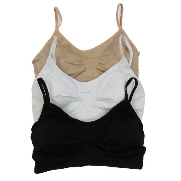 Shop Women's 3 Pack Seamless Basic Color Adjustable Straps Padded Bralette Bras - Free Shipping