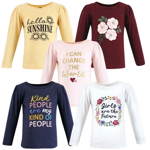 slide 1 of 1, Hudson Baby Toddler Girl Long Sleeve T-Shirts, Girls World Girls World - 2T