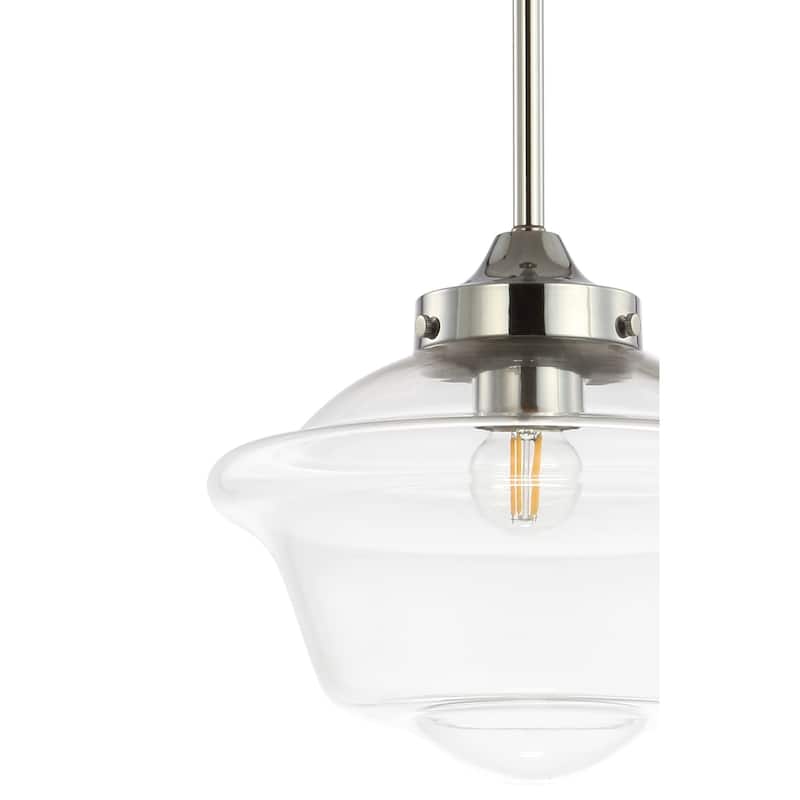 Cleo Adjustable Drop Metal/Glass LED Pendant, by JONATHAN Y