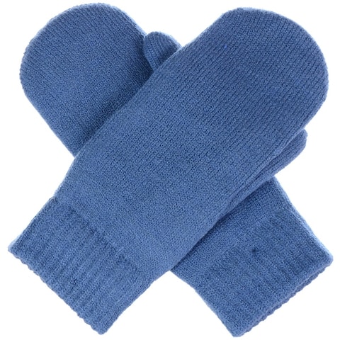 BYOS Unisex Winter Toasty Warm Solid Glitter Fleece Lined Knit Mitten Gloves