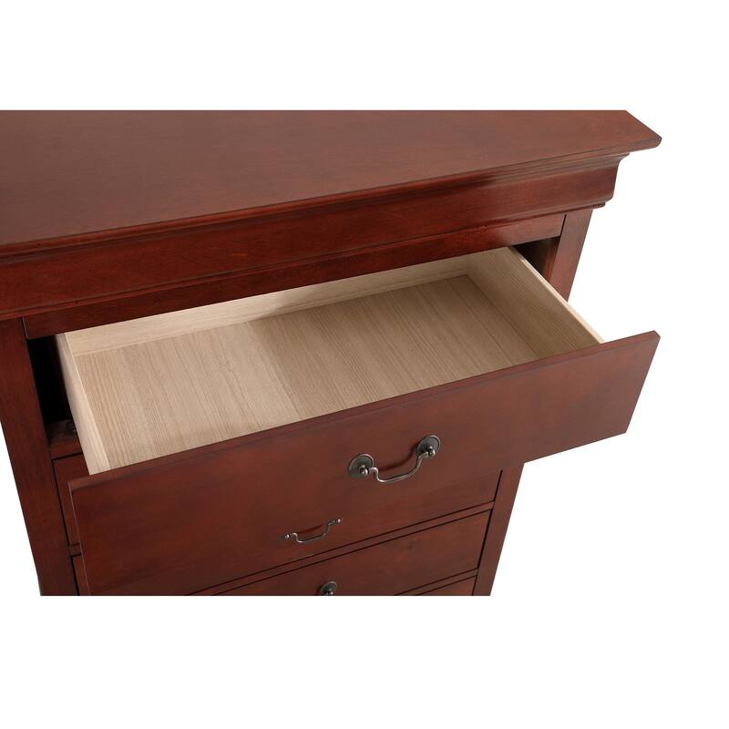 Wooden 5-Dovetailed Drawer Bedroom Chest - 48" - Brown