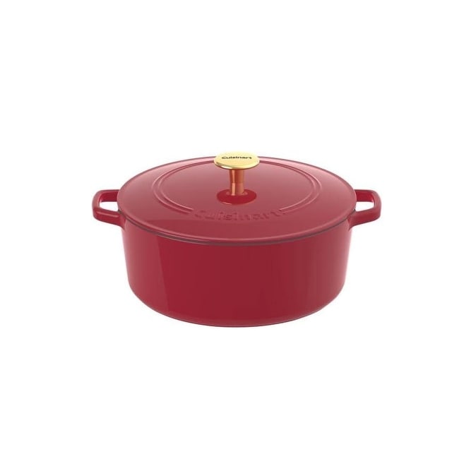 Cuisinart Chef's Classic Enameled Cast Iron Round Covered Casserole, 7- Quart, Red