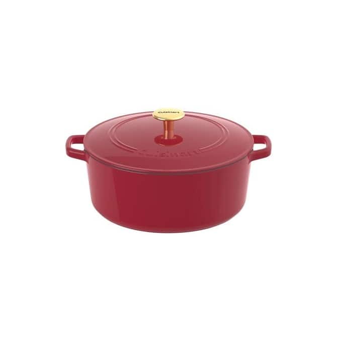 Cuisinart Chef's Classic Enameled Cast Iron Round Covered Casserole, 7- Quart, Red