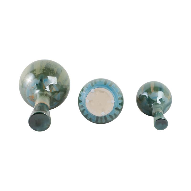 Glazed Ceramic Flower Vases - Set of 3, 14", 12", 9"