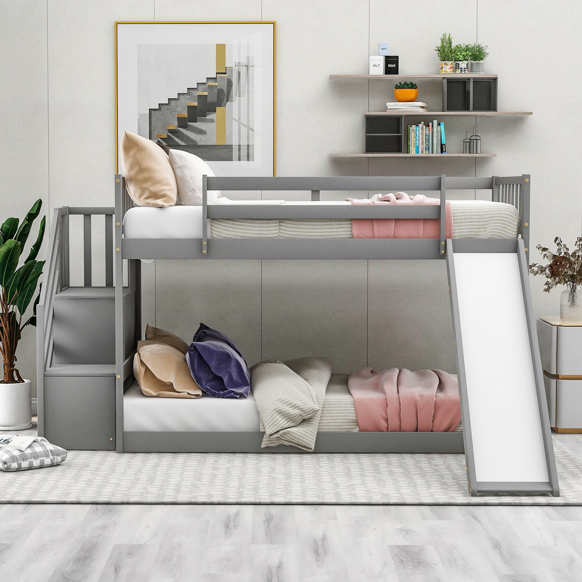 Twin floor online bunk bed